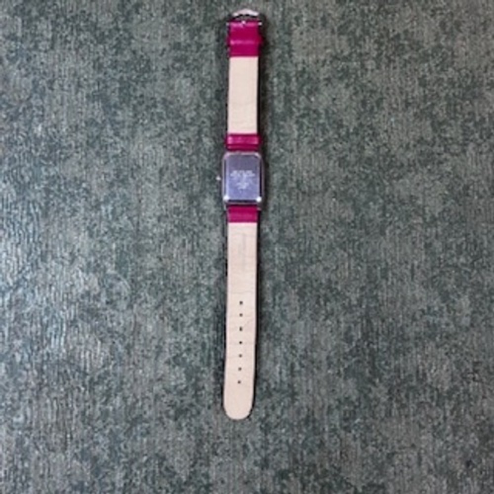Anne Klein Women's Rectangle Face Pink Leather Band Quartz Watch Needs Battery - Picture 3 of 6